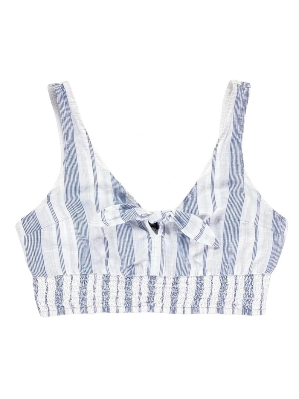 Abercrombie Coastal Blue & White Striped Tie-Front Bralette Tank 100% Cotton